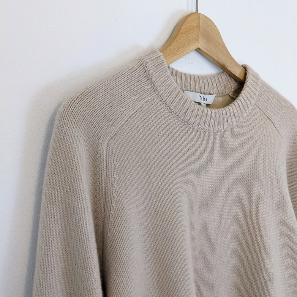 Tibi Cashmere Cream Crew Neck Sweater - Picture 7 of 11